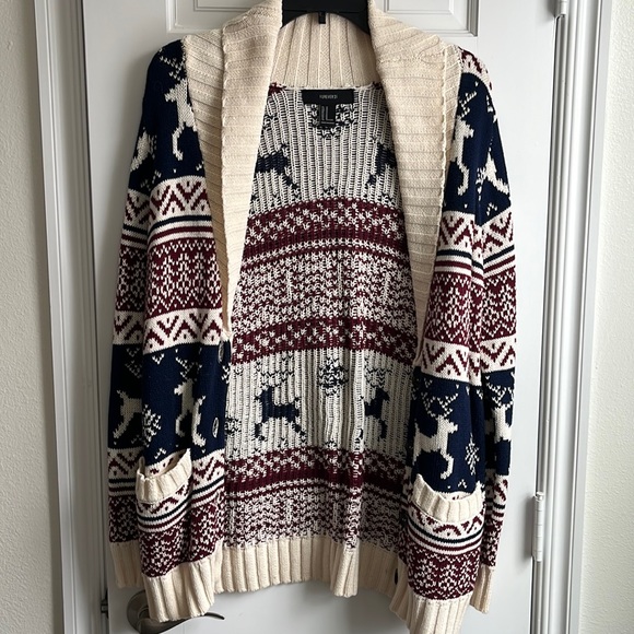 Forever 21 Sweaters - Forever 21 Winter Themed Half-Button Sweater